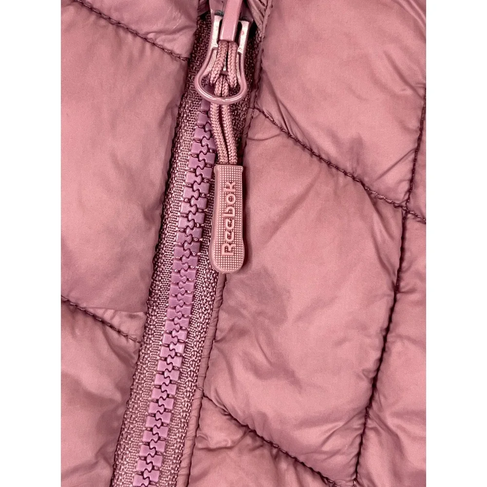Reebok Girls Lightweight Dusty Pink Puffer Coat‎ Hooded Jacket Size S 7-8